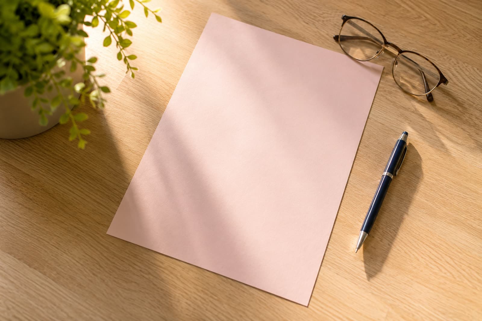 Unausgefüllter Transportschein auf einem Schreibtisch neben Stift und Brille